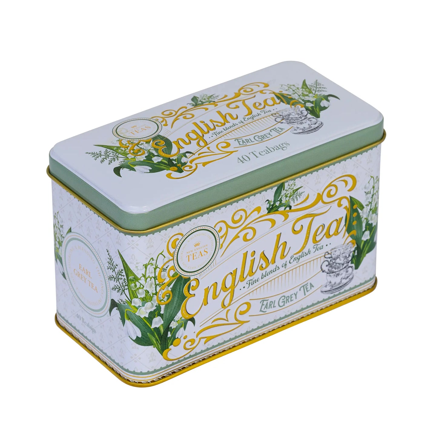 Lily of the Valley Classic Tea Tin with 40 Earl Grey Teabags - New English Teas