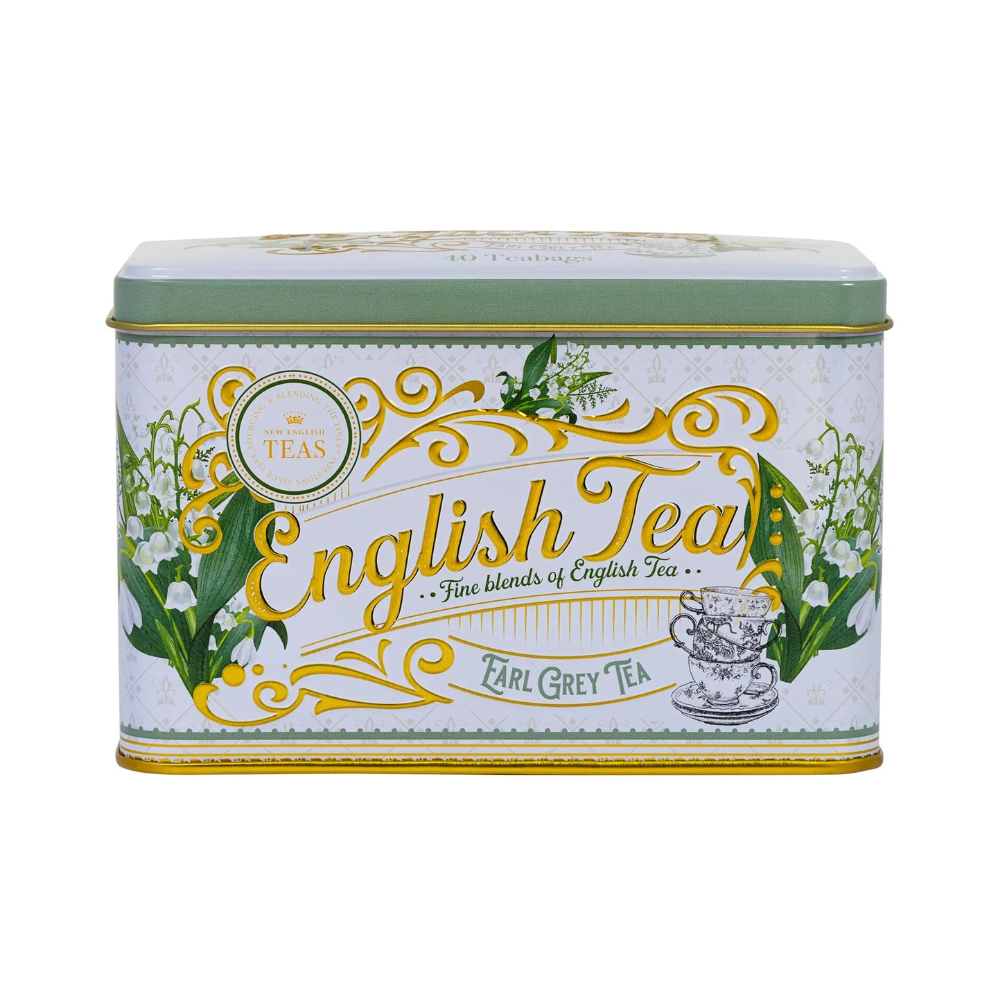 Lily of the Valley Classic Tea Tin with 40 Earl Grey Teabags - New English Teas