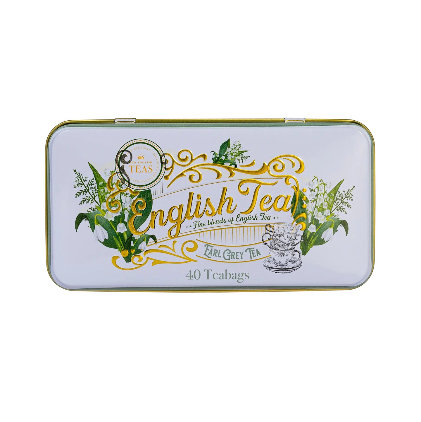 Lily of the Valley Classic Tea Tin with 40 Earl Grey Teabags - New English Teas