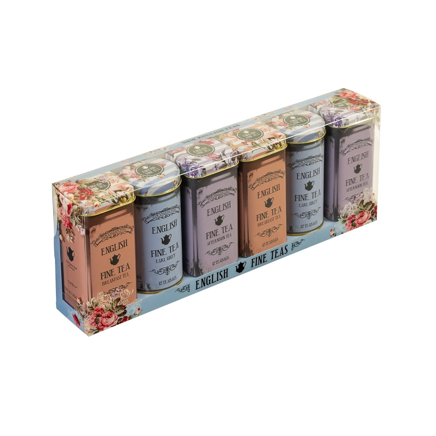 Vintage Floral Tall Tea Tin Gift Set (6pcs)