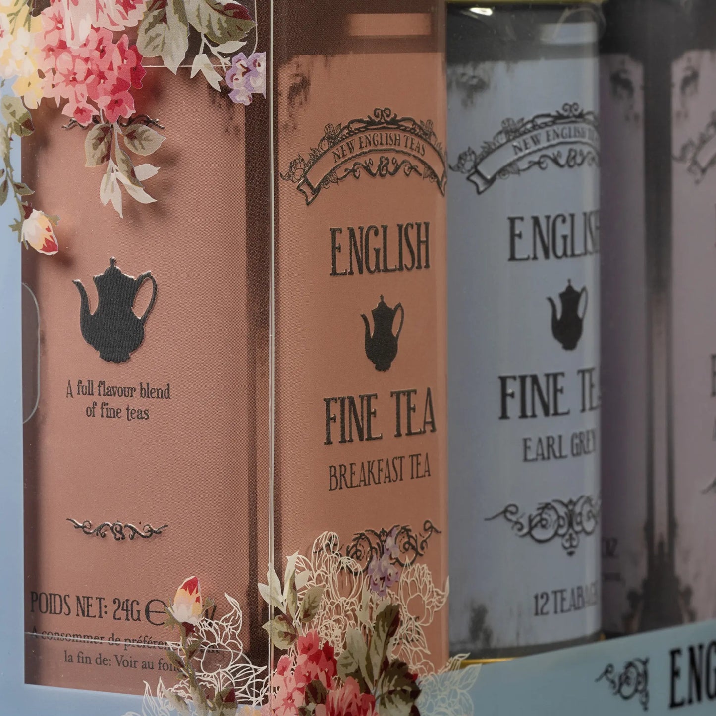 Vintage Floral Tall Tea Tin Gift Set (6pcs)