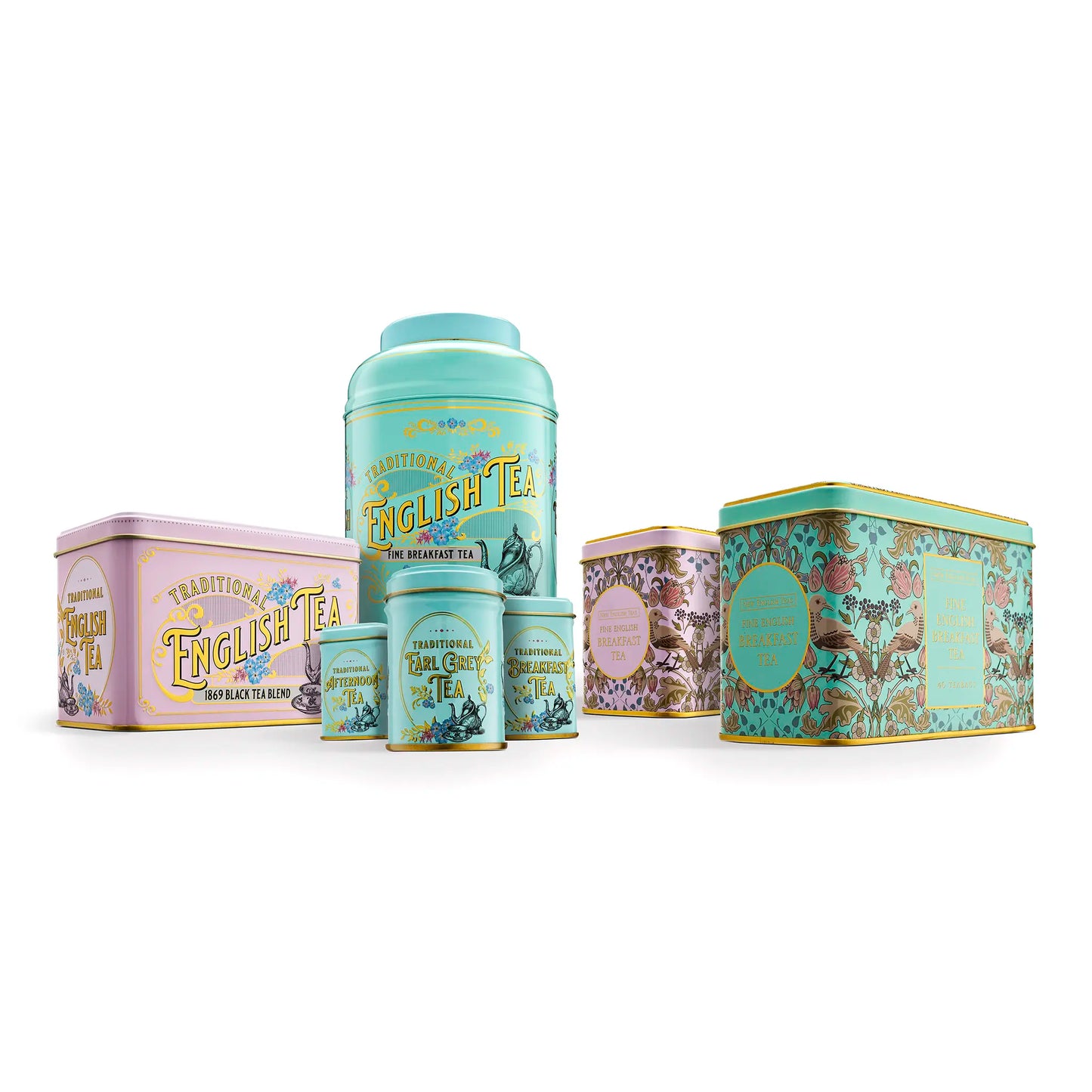 Pink & Green Tea Tin & Tea Caddy Gift Bundle