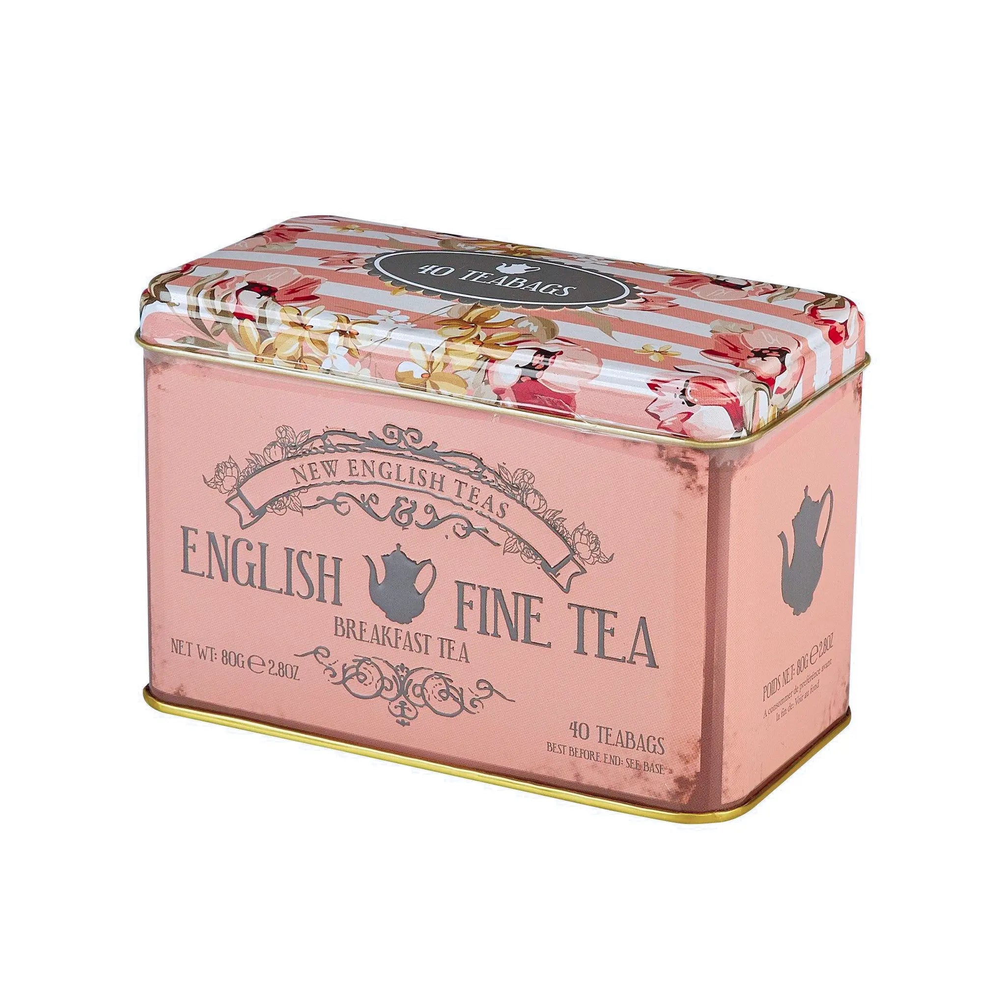Vintage Floral Classic Tea Tin - Blush