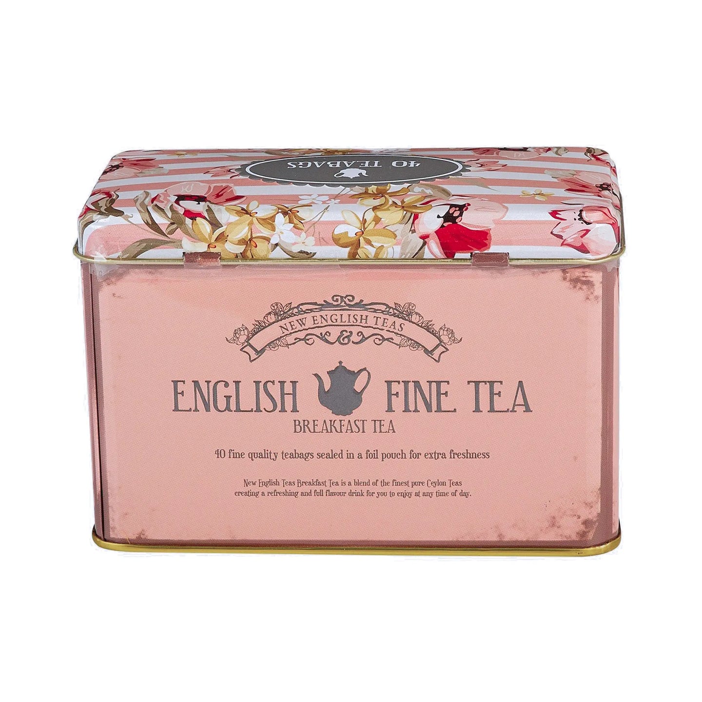 Vintage Floral Classic Tea Tin - Blush