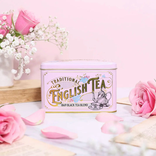Vintage Victorian Tea Tin - Rose Pink