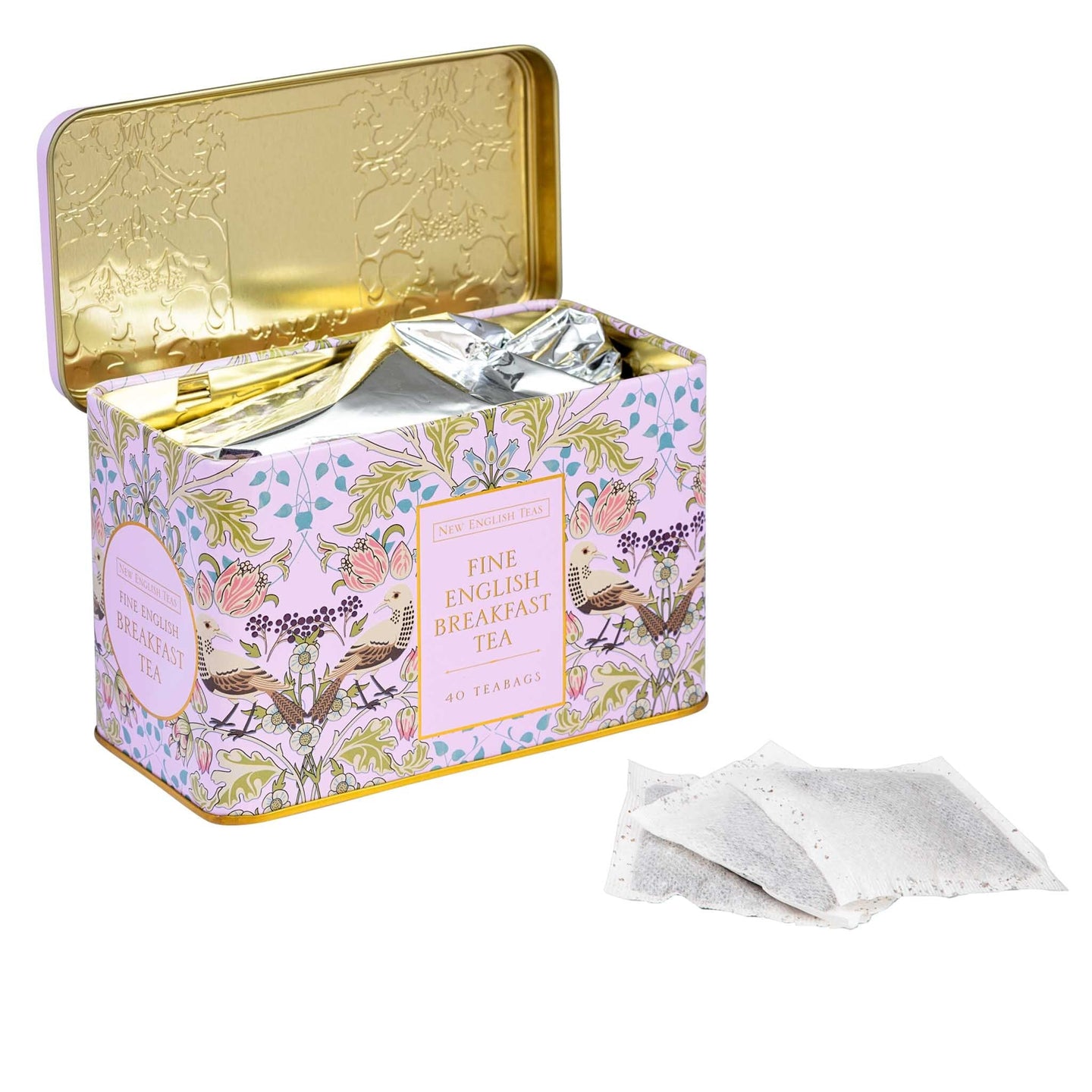 The Song Thrush Tea Tin in Pale Pink Tea Tins New English Teas 