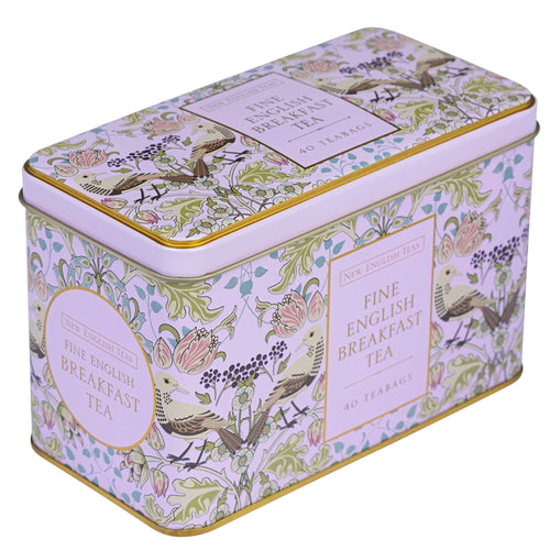 The Song Thrush Tea Tin in Pale Pink Tea Tins New English Teas 