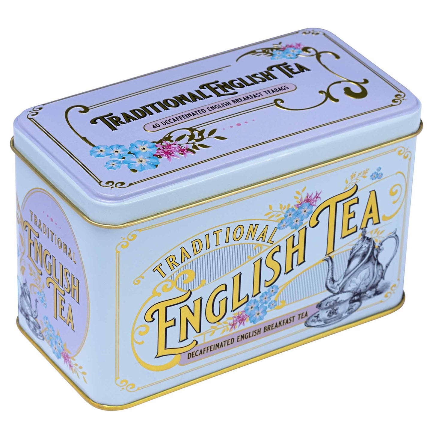 Vintage Victorian Powder-Blue Tea Caddy With 40 Decaffeinated English Breakfast Teabags Tea Tins New English Teas 