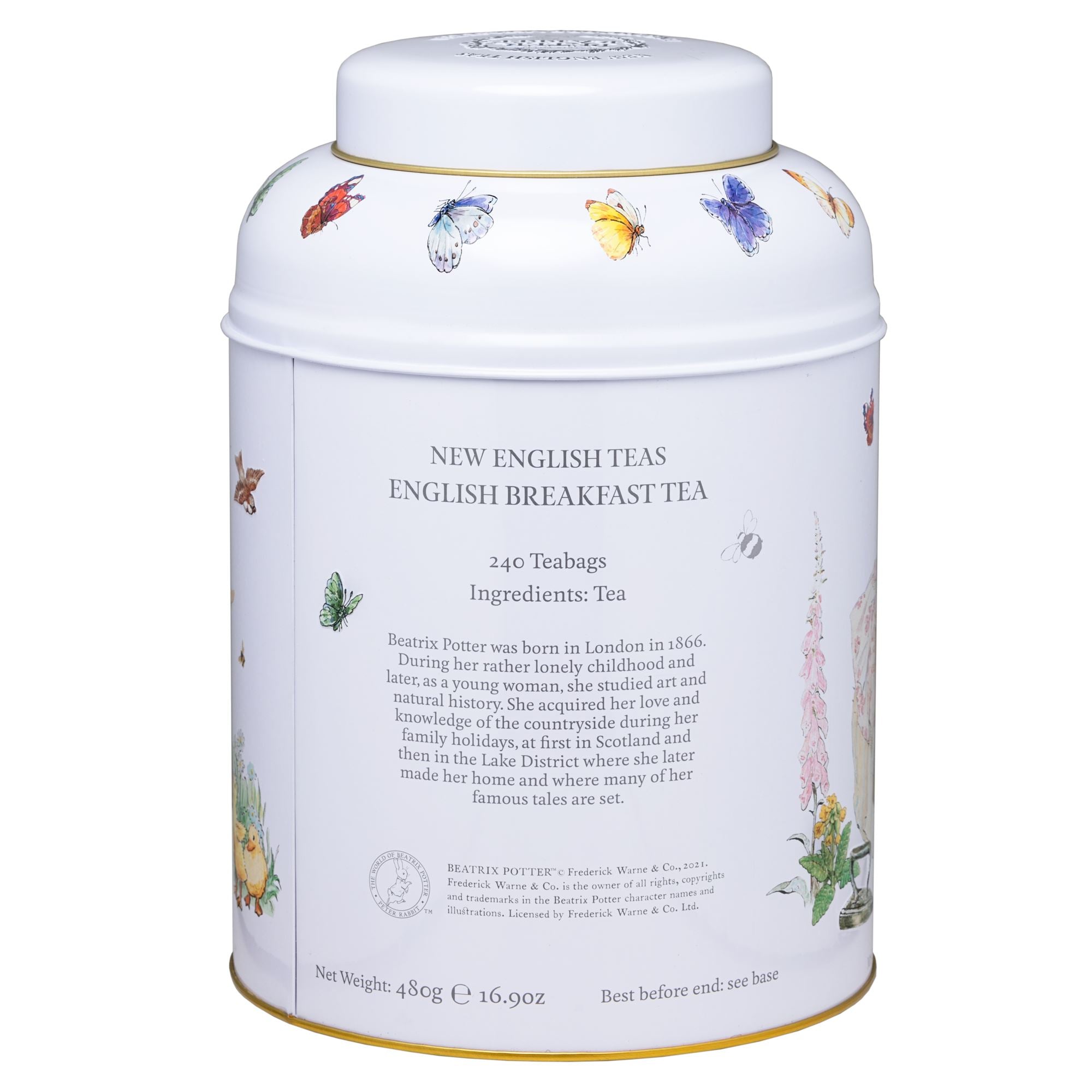 Beatrix Potter Tea Caddy with 240 English Breakfast Teabags Black Tea New English Teas 
