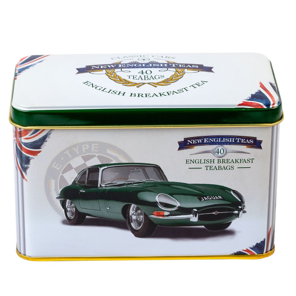 Jaguar E-Type Tea Tin with 40 English Breakfast teabags Black Tea New English Teas 