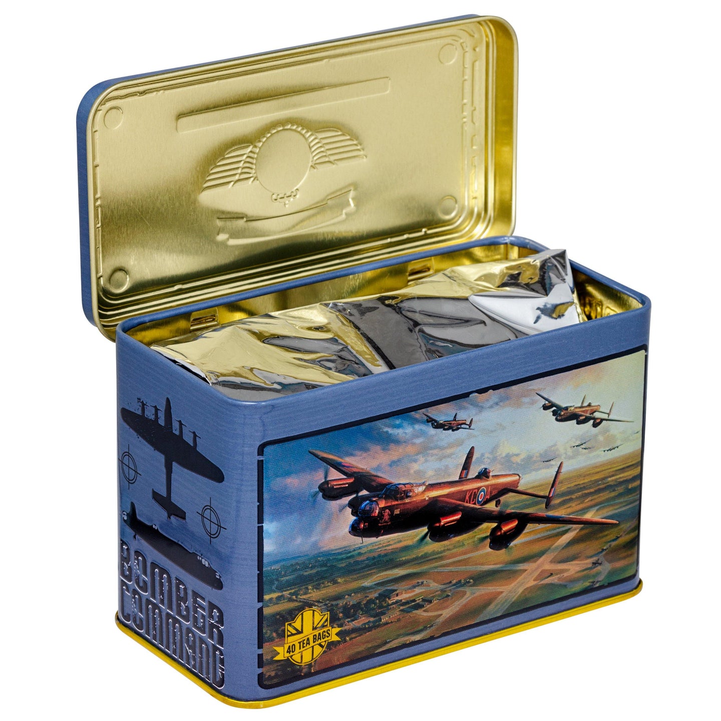 Lancaster Bomber Tea Tin with 40 English Breakfast teabags Black Tea New English Teas 