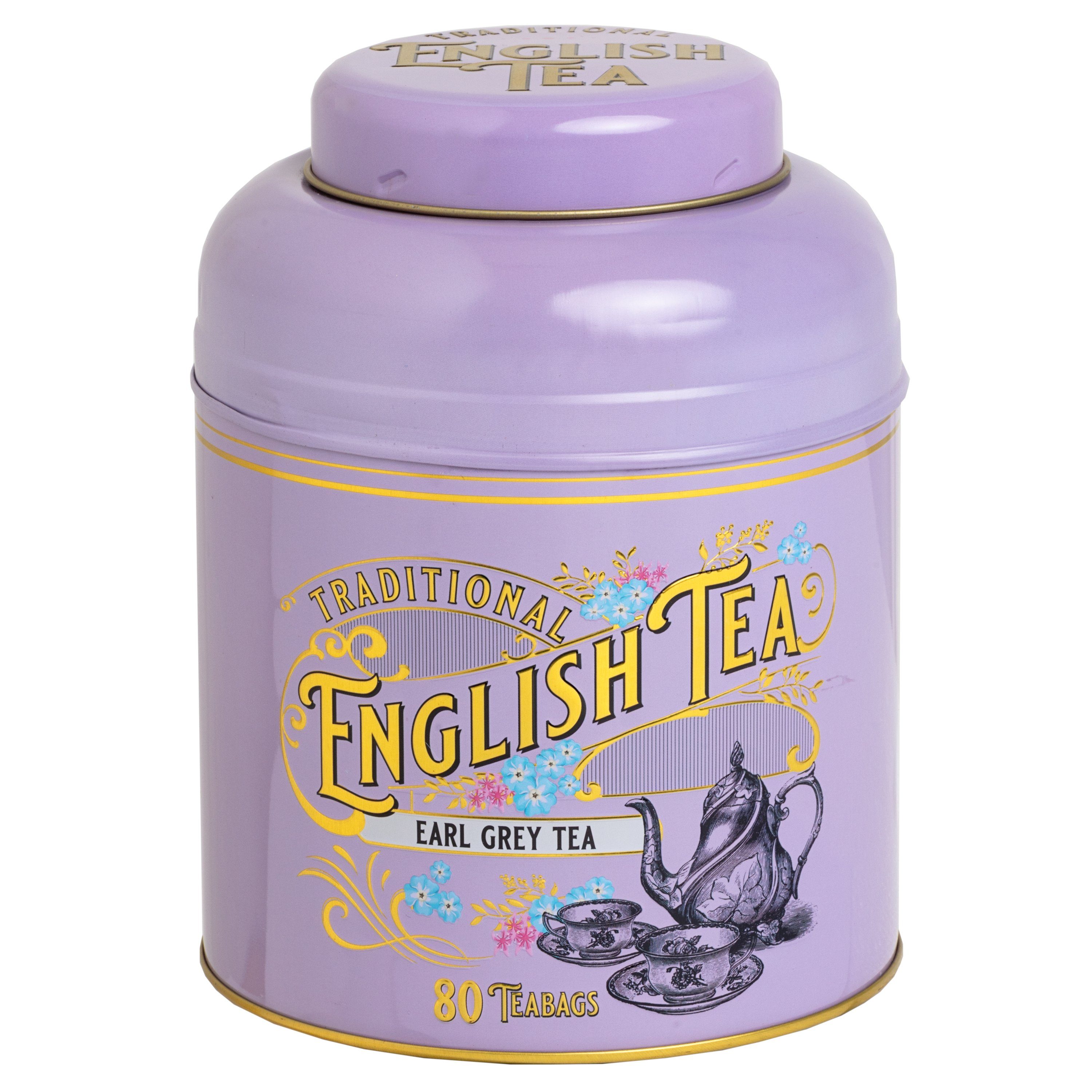 Lavender Vintage Victorian Tea Caddy with 80 English Breakfast Teabags Black Tea New English Teas 