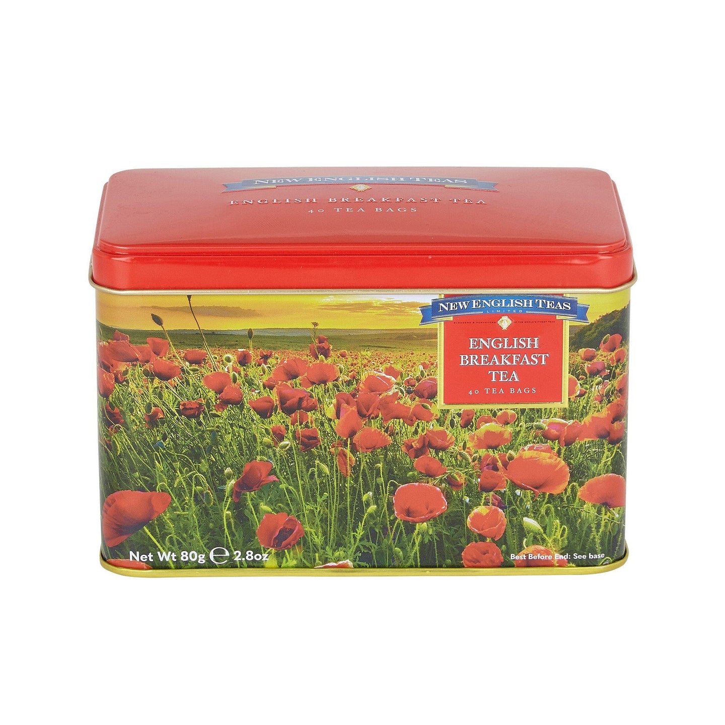 Poppy English Breakfast Tea Tin 40 Teabags Black Tea New English Teas 