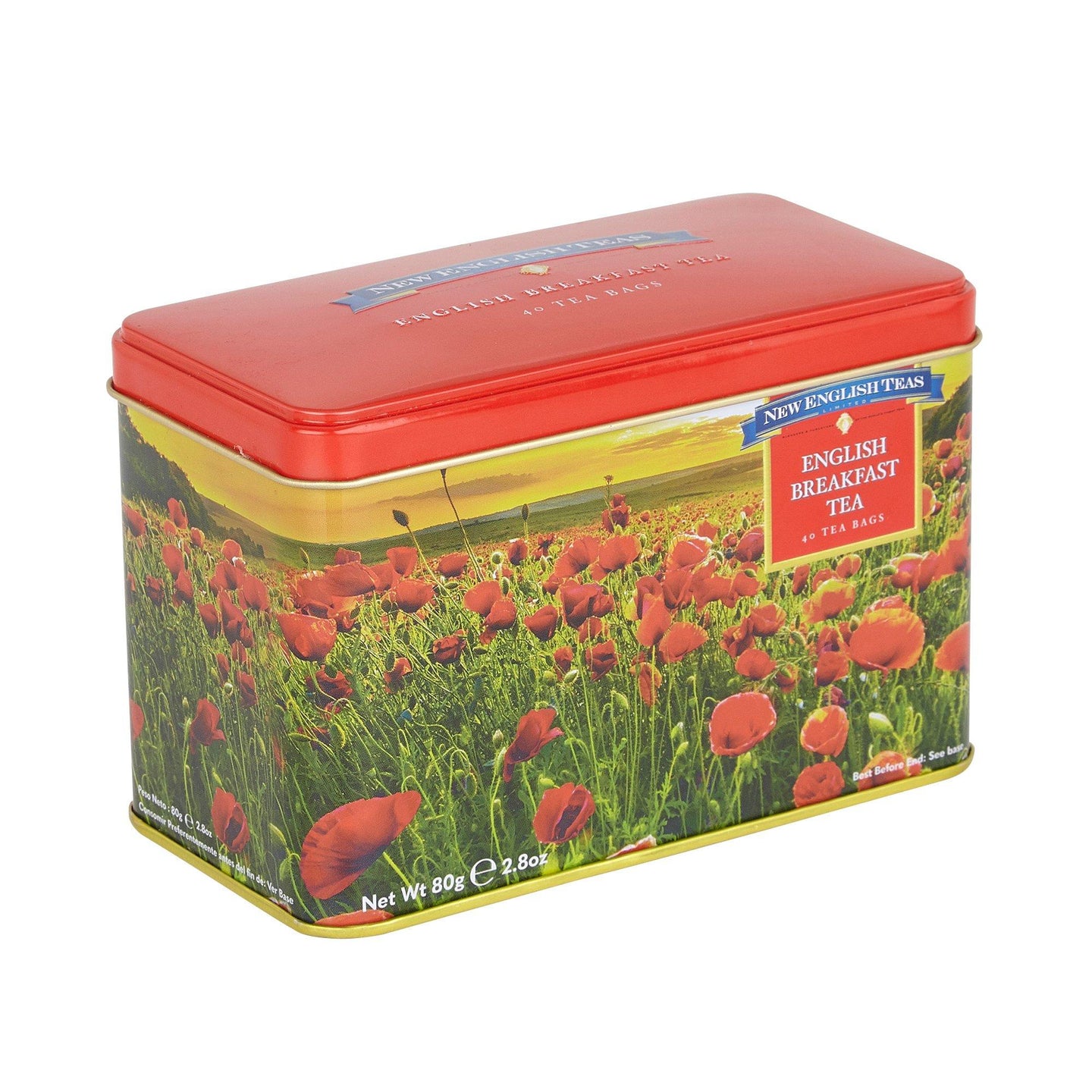 Poppy English Breakfast Tea Tin 40 Teabags Black Tea New English Teas 