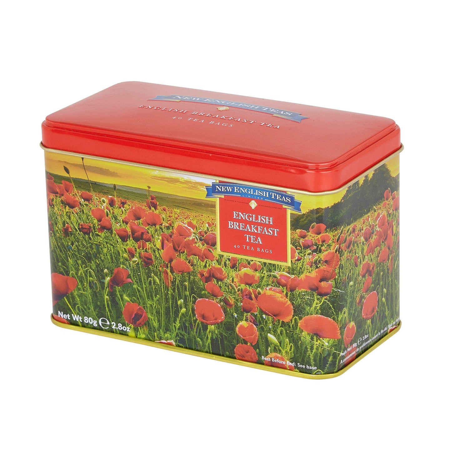 Poppy English Breakfast Tea Tin 40 Teabags Black Tea New English Teas 