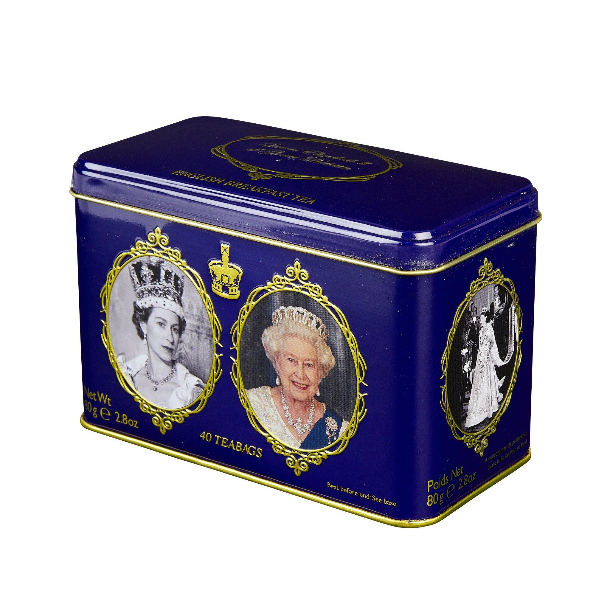 Queen Elizabeth II English Breakfast Tea Tin 40 Teabags Black Tea New English Teas 