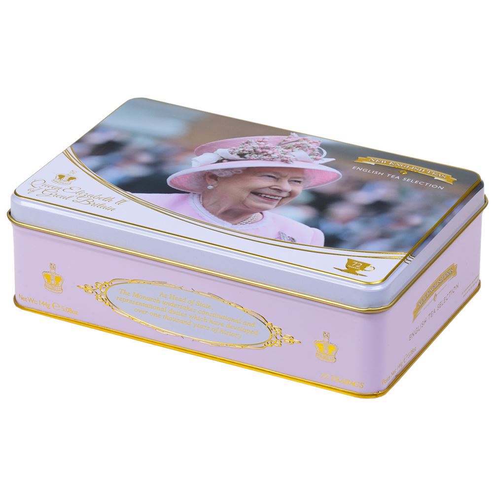 Queen Elizabeth II Tea Tin with 72 teabag selection Black Tea New English Teas 