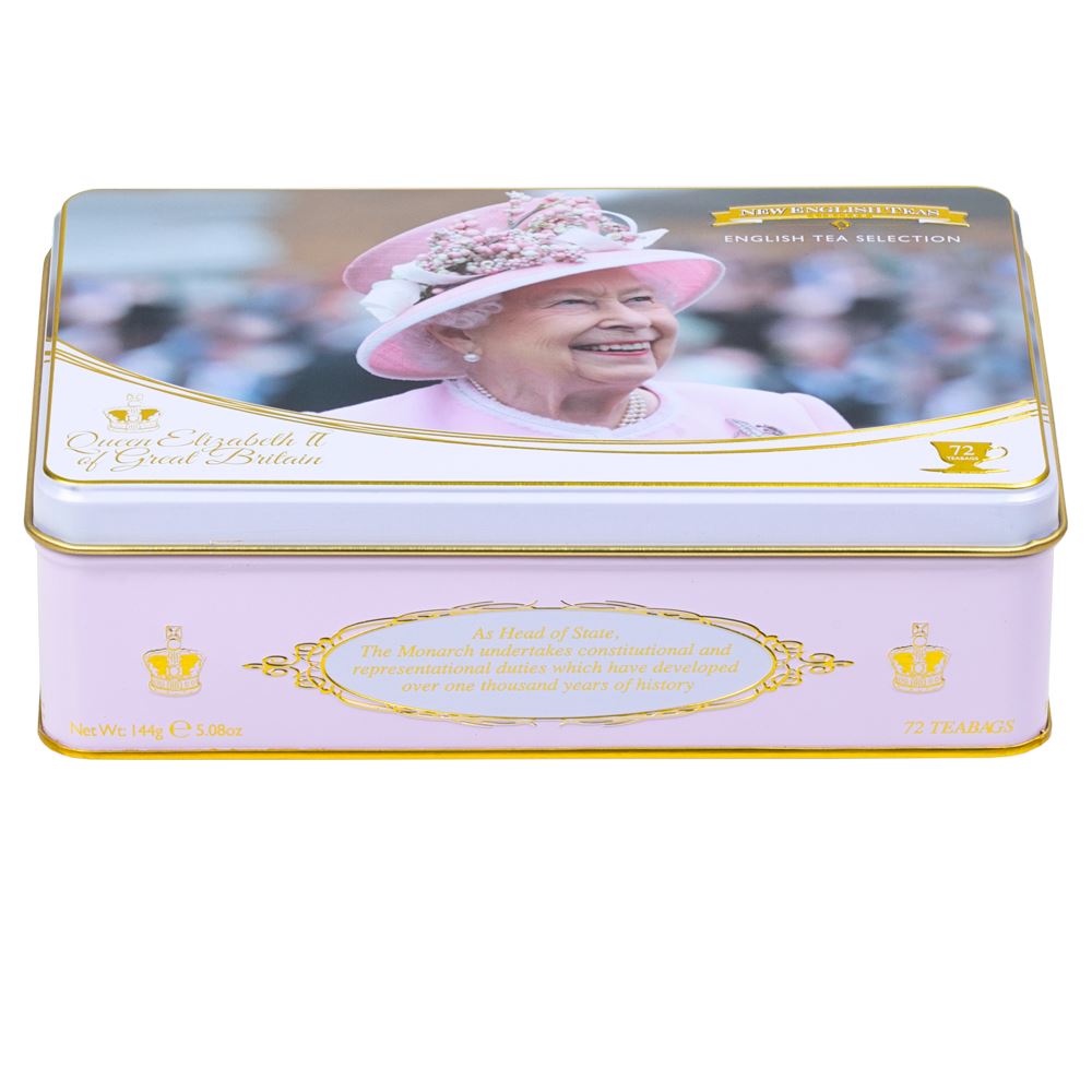 Queen Elizabeth II Tea Tin with 72 teabag selection Black Tea New English Teas 