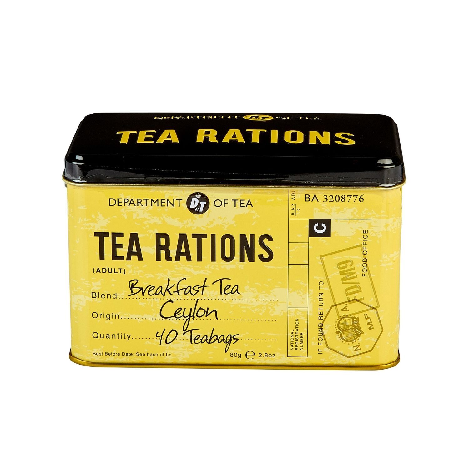 Tea Rations Tea Tin with 40 English Breakfast teabags Black Tea New English Teas 