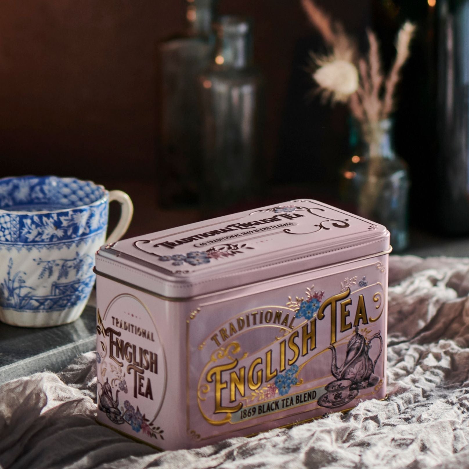 Vintage Victorian Rose Pink Tea Tin With 40 Signature 1869 Blend Teabags Tea Tins New English Teas 