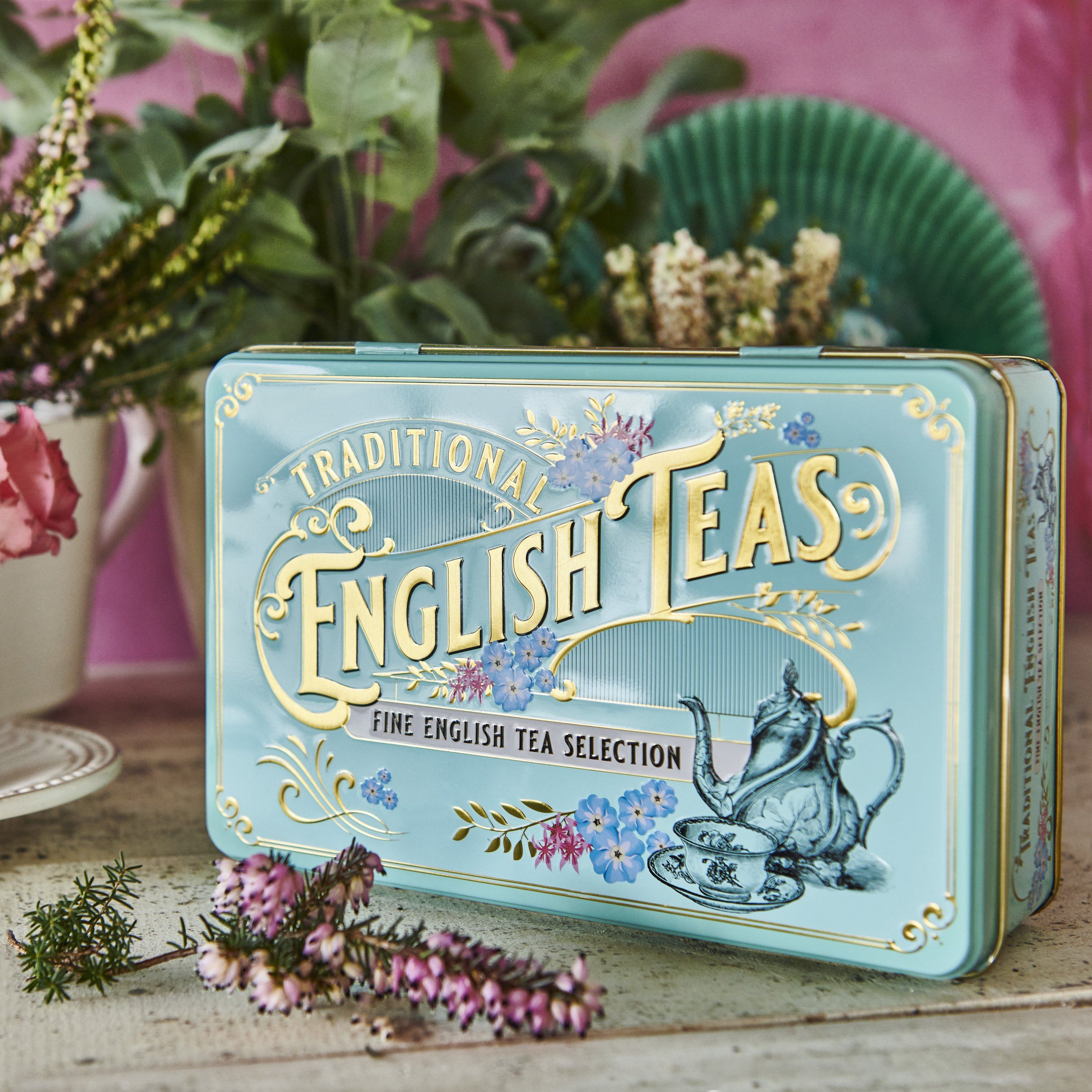 Vintage Victorian Tea Tin with 72 teabag selection Black Tea New English Teas 