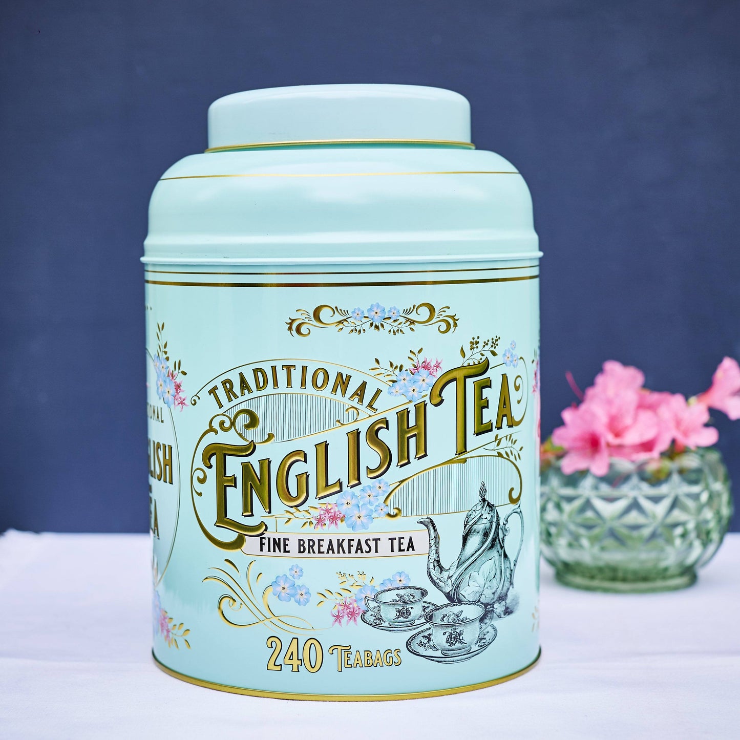 Vintage Victorian Tin with 240 English Breakfast teabags Black Tea New English Teas 